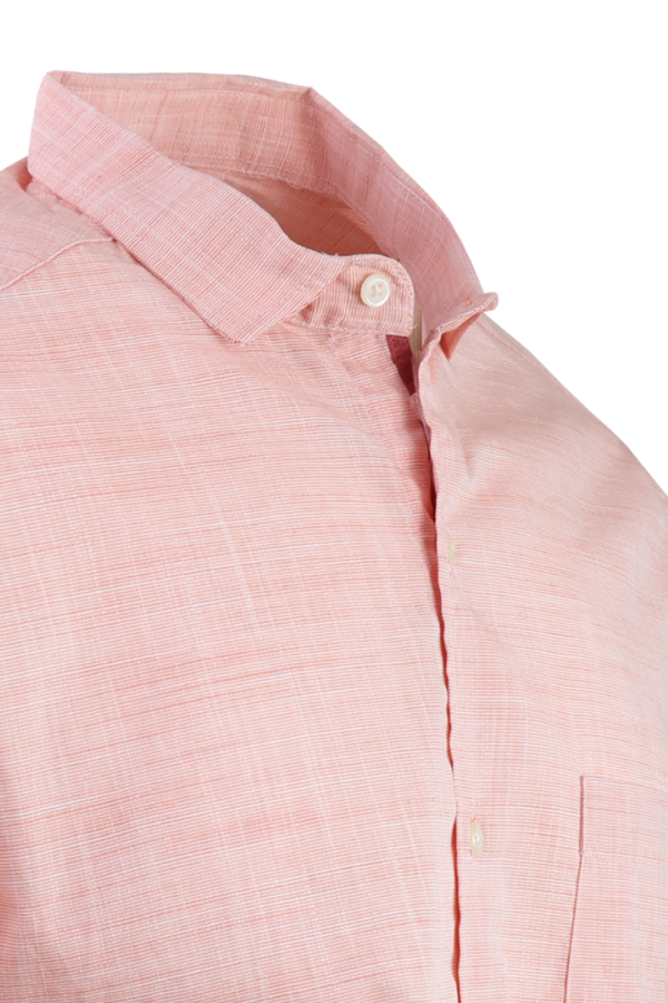 Camisa Formal Manga Larga Slim Fit Color Melón Cuello Italiano Para Hombre